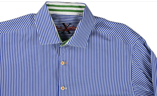 Robert Graham Men's Blue White Stripe Shirt Size M MINT