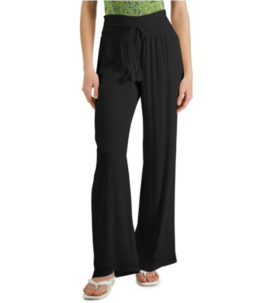 INC International Concepts Womens Black Sheer Drawstring Waist Pants PS NEW