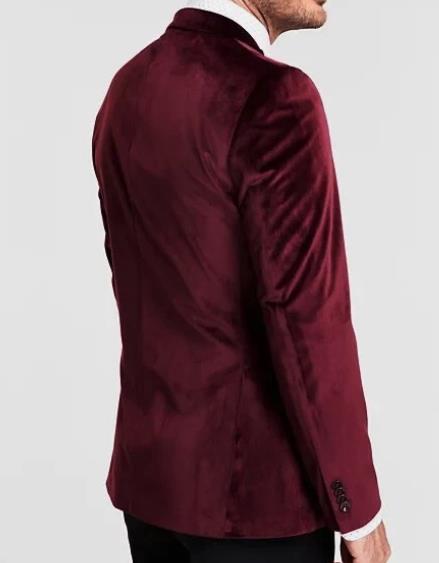 Alfani Mens Slim-Fit Velvet DRK Burgundy Jacket Sport Coat 40 R NEW TSAA1QSY0002