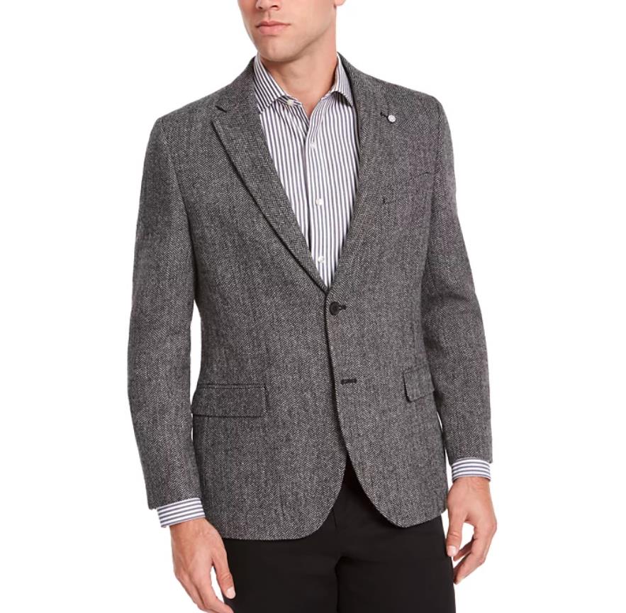 NAUTICA Men's BRANFORD Modern-Fit Herringbone Tweed Sport Coat 42 R $295 NF2040