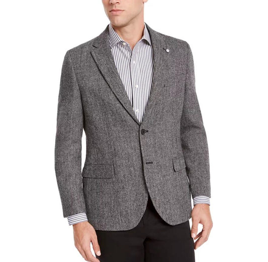 NAUTICA Men's BRANFORD Modern-Fit Herringbone Tweed Sport Coat 42 R $295 NF2040
