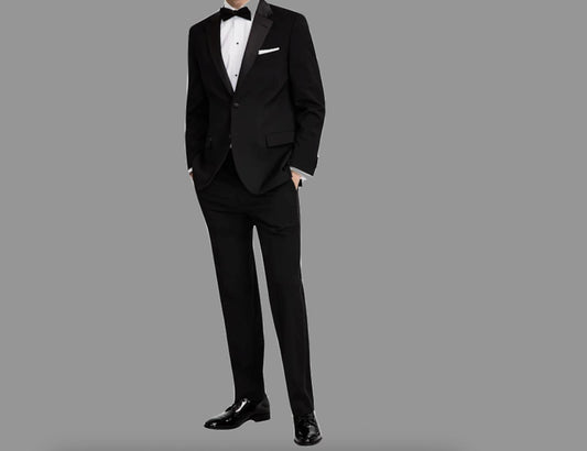 Nautica Mens Modern fit Black Stretch Tuxedo 2-PCS Suit 42 R   38 X 31 NAS5T00