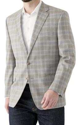 Michael Kors Classic Fit Gray Blue Plaid Jacket Sport Coat 46 R NEW