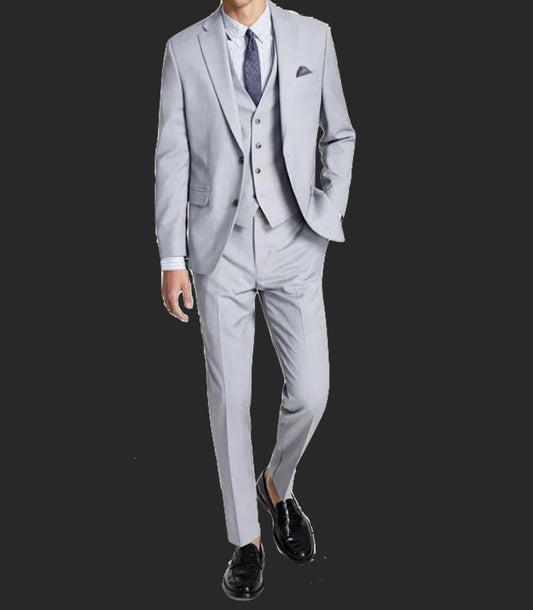 BAR III Men's Wool Blend Light Gray Slim 2 Piece Jacket Pant Suit 36 S NEW