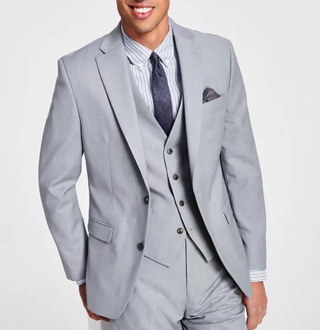 BAR III Men's Wool Blend Light Gray Slim 2 Piece Jacket Pant Suit 36 S NEW