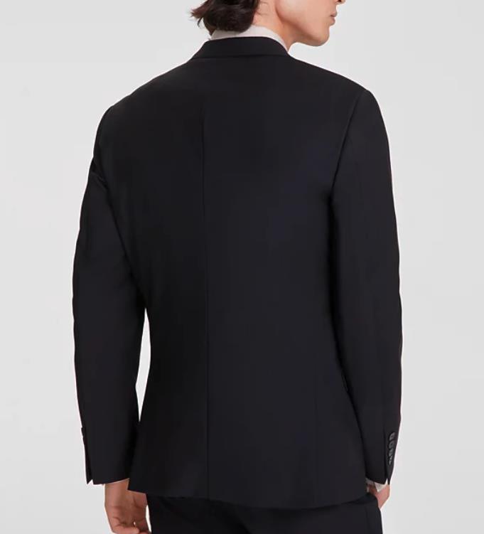 Calvin Klein Mens Slim Wool Blend Black Solid Suit Jacket 36 R $450