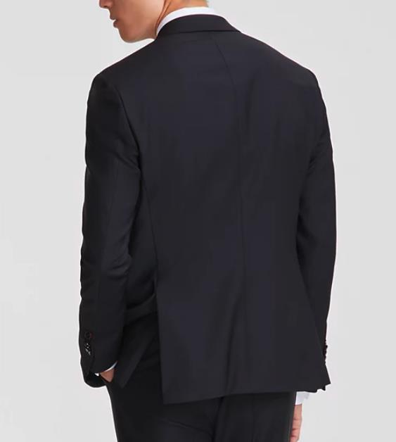 Hugo Boss Solid Black Modern Fit Wool Blend Suit Jacket 44 S $595  Karl-Tom244X