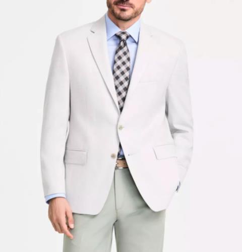 Michael Kors Men's Silver Classic-Fit Herringbone Sport Coat 42 S KTNN1K2Y1306